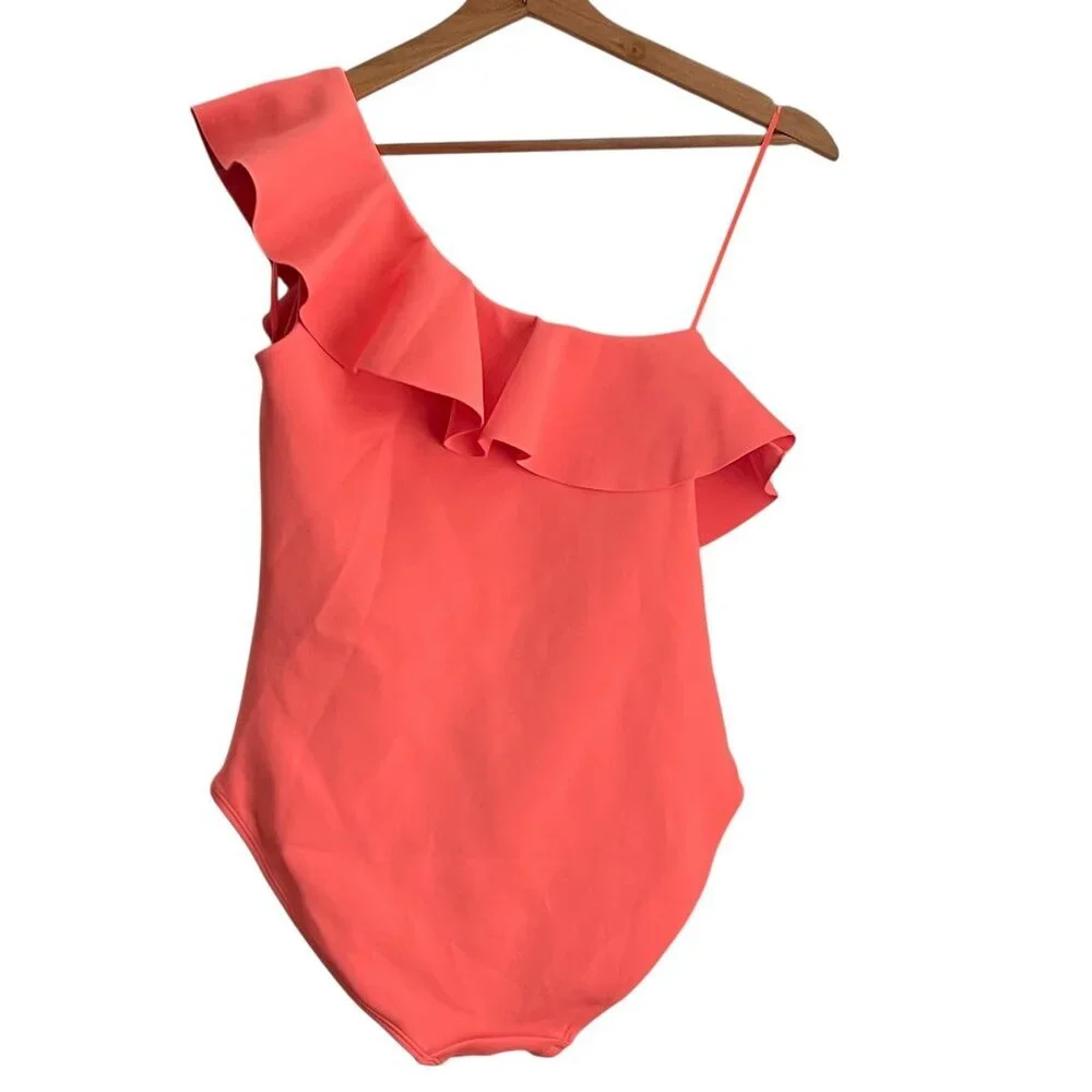 Ted Baker Women Swimsuit Size 4 One Shoulder Ruffle Resort Pool Beach Vacation - Picture 2 of 8